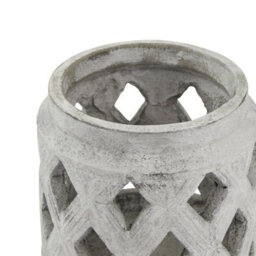 Hill Interiors Athena Stone Lattice Lantern White (15Cm X 15Cm X 15Cm) - thumbnail 3