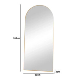 Melody Maison Large Antique Gold Arched Wall / Leaner Mirror - 180Cm X 80Cm - thumbnail 8