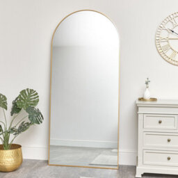Melody Maison Large Antique Gold Arched Wall / Leaner Mirror - 180Cm X 80Cm - thumbnail 1