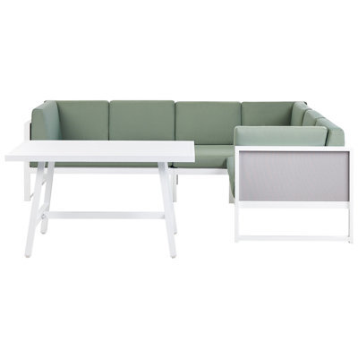 Beliani Garden Corner Sofa With Table 6 Seater Castella/fratte Left Hand Metal Green - image 1