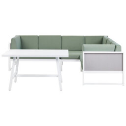 Beliani Garden Corner Sofa With Table 6 Seater Castella/fratte Left Hand Metal Green - thumbnail 1