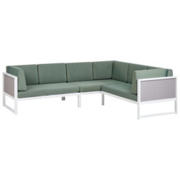 Beliani Garden Corner Sofa With Table 6 Seater Castella/fratte Left Hand Metal Green - thumbnail 5