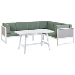 Beliani Garden Corner Sofa With Table 6 Seater Castella/fratte Left Hand Metal Green - thumbnail 4