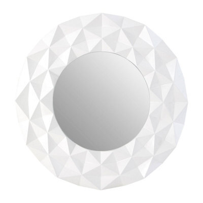 Orsina White High Gloss 3D Design Wall Mirror, Easy To Clean Bedroom Wall Mirror, High-Quality Antique Mirror - image 1