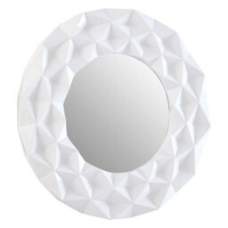 Orsina White High Gloss 3D Design Wall Mirror, Easy To Clean Bedroom Wall Mirror, High-Quality Antique Mirror - thumbnail 2