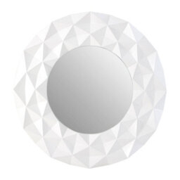 Orsina White High Gloss 3D Design Wall Mirror, Easy To Clean Bedroom Wall Mirror, High-Quality Antique Mirror