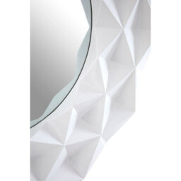 Orsina White High Gloss 3D Design Wall Mirror, Easy To Clean Bedroom Wall Mirror, High-Quality Antique Mirror - thumbnail 5