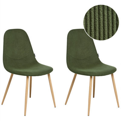Beliani Set Of 2 Dining Chairs Hilden Corduroy Green - image 1