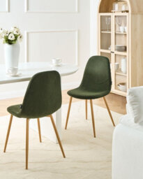 Beliani Set Of 2 Dining Chairs Hilden Corduroy Green - thumbnail 2