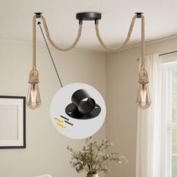 3 Pcs Hemp Rope Pendant Light Metal Rope Support Holder Drop Ring Brackets, 30mm Ceiling Mount Hook With Screws - thumbnail 2