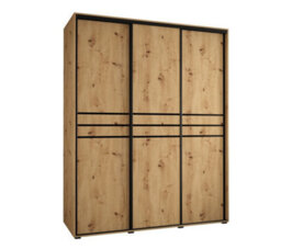 Arte  Cannes X Mirrored Sliding Door Wardrobe W200Cm - Elegant Oak Artisan Storage For Ample Wardrobes - thumbnail 1
