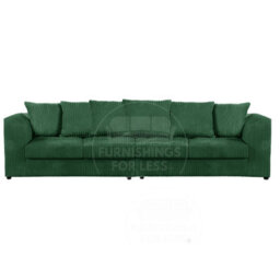 Furnishings For Less UK Luxor Long Fabric Jumbo Cord 4 Seater Sofa - Scatter Back Green - thumbnail 1
