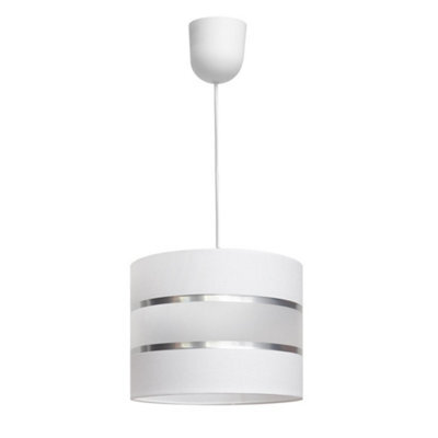 Luminosa Lighting Luminosa Helen Cylindrical Pendant Ceiling Light White, Silver 20Cm - image 1
