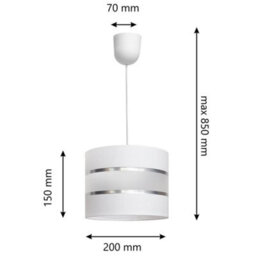 Luminosa Lighting Luminosa Helen Cylindrical Pendant Ceiling Light White, Silver 20Cm - thumbnail 4