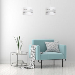 Luminosa Lighting Luminosa Helen Cylindrical Pendant Ceiling Light White, Silver 20Cm - thumbnail 2