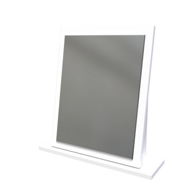 Linear White Rectangular Freestanding Framed Mirror, (H)50.5Cm (W)48Cm - image 1