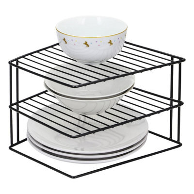 Taylor & Brown 3 Tier Corner Kitchen Rack  Plate, Bowl Holder & Cupboard Shelf Organizer, Spacesaving Storage, Black - image 1