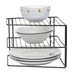 Taylor & Brown 3 Tier Corner Kitchen Rack  Plate, Bowl Holder & Cupboard Shelf Organizer, Spacesaving Storage, Black - thumbnail 7