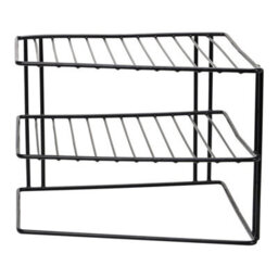 Taylor & Brown 3 Tier Corner Kitchen Rack  Plate, Bowl Holder & Cupboard Shelf Organizer, Spacesaving Storage, Black - thumbnail 8