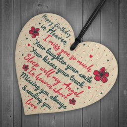 Red Ocean Happy Birthday In Heaven Wooden Heart Mum Dad Nan Grandad Birthday Memorial Plaque Gifts - thumbnail 6