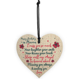 Red Ocean Happy Birthday In Heaven Wooden Heart Mum Dad Nan Grandad Birthday Memorial Plaque Gifts - thumbnail 5