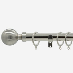 Stainless Steel 28mm Ball Fixed Length Metal Curtain Pole  125Cm