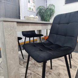 Kosy Koala Stone Grey Effect Wood Dining Table Set With 4 Black Velvet Chairs   Modern Dining Room Furniture - thumbnail 6
