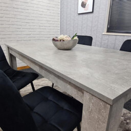 Kosy Koala Stone Grey Effect Wood Dining Table Set With 4 Black Velvet Chairs   Modern Dining Room Furniture - thumbnail 9