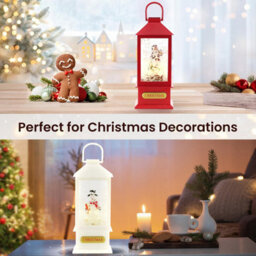GEEZY The Magic Toy Shop Christmas Lantern Santa Claus Snowman 8 Xmas Songs With Light Snowfall Ornament - thumbnail 3
