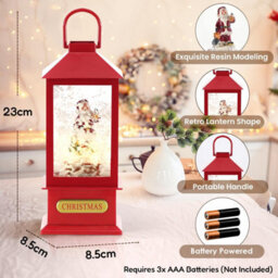 GEEZY The Magic Toy Shop Christmas Lantern Santa Claus Snowman 8 Xmas Songs With Light Snowfall Ornament - thumbnail 4
