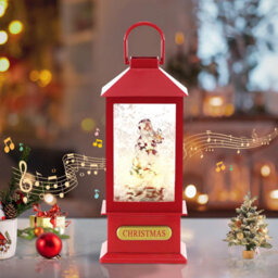 GEEZY The Magic Toy Shop Christmas Lantern Santa Claus Snowman 8 Xmas Songs With Light Snowfall Ornament - thumbnail 2