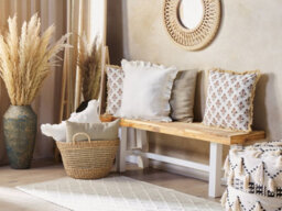 Beliani Set Of 2 Decorative Cushions Omorika Cotton 45 X 45 Cm White Floral Pattern - thumbnail 2