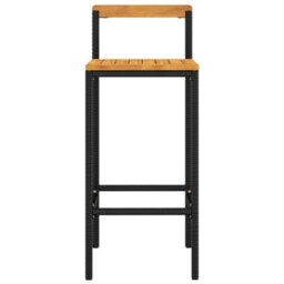Walplus Bar Stools 2 Pcs Black Poly Rattan And Solid Wood Acacia - thumbnail 4