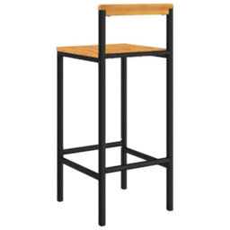 Walplus Bar Stools 2 Pcs Black Poly Rattan And Solid Wood Acacia - thumbnail 6
