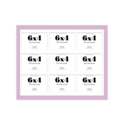 20X16 Inch 9 Opening Photo Collage Frame, Display Nine 6X4 Inch Photos, Multi Aperture Family Picture Frame, Lilac - thumbnail 2
