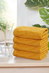Rapport Home Safari Pure Cotton Face Cloth Towels Set Of 4 (Yellow) - thumbnail 1
