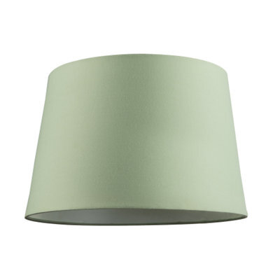 Happy Homewares Olive Green Cotton Fabric Drum Lampshade With White Cotton Inner - image 1