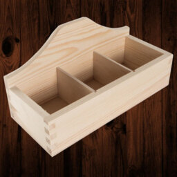 Woodeedoo Wooden Display Box With 3 Compartments Wavy Back Open Top Tea Bag Crate Desk Organiser Unfinished Pine 23.5X10X11.5Cm