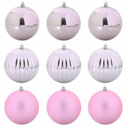 Vidaxl Christmas Bauble Set Xl 9 Pcs Pink Plastic - thumbnail 2