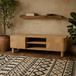 Wyld Haus Buffalo Mango Wood 2-Door Tv Unit, Natural Finish - thumbnail 1