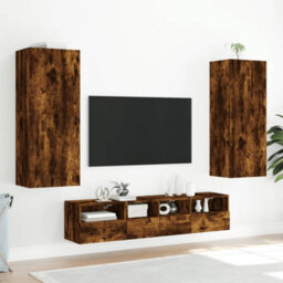 Berkfield 5 Piece Tv Wall Units Smoked Oak Engineered Wood - thumbnail 3