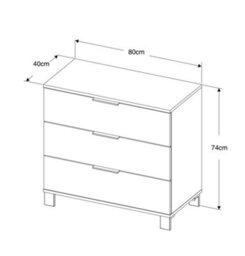 Furneo Modern White 3 Drawer Chest Of Drawers Cabinet Storage Pine Effect Cozy 03 - thumbnail 2