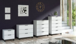 Furneo Modern White 3 Drawer Chest Of Drawers Cabinet Storage Pine Effect Cozy 03 - thumbnail 5