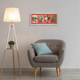 AK Frames 50X20Cm Silver Modern Multi Photo Frame With Poppy Red Mount - Holds 4 Apertures (4X) 6X4 Photos - thumbnail 3