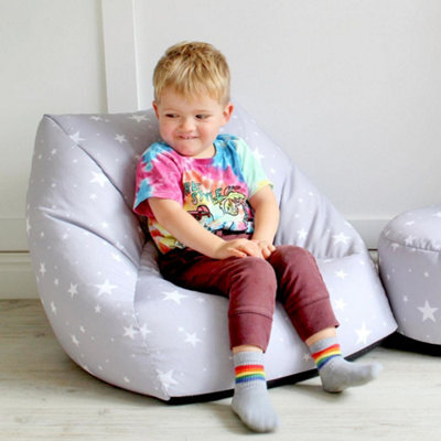 rucomfy Beanbags Rucomfy Indoor Grey Stars Snuggle Chair Bean Bag - Kids Bean Bag Armchair Seat - image 1