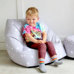 rucomfy Beanbags Rucomfy Indoor Grey Stars Snuggle Chair Bean Bag - Kids Bean Bag Armchair Seat