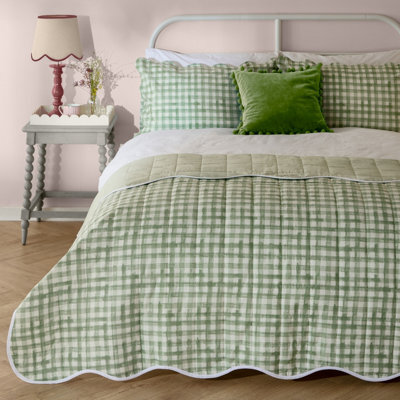 furn. Furn Scallop Quilted Bedspread, Sage, 150 X 200Cm - image 1