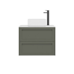 Royal Bathrooms Royal Bathroom Elmore 700mm Matt Green Wall Mounted Countertop Bathroom Vanity Unit 2 Drawer With Elena Basin - thumbnail 7