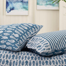 Lobster Creek Ocean Fish 100% Cotton Duvet Cover Set, Nautical Bedding With Matching Printed Fabric Bag, Soft & Breathable - thumbnail 4