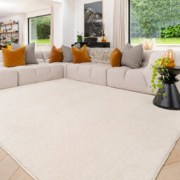 Loomed Machine Washable Shaggy Rug Ivory Beige Fluffy Mats 200Cm X 290Cm - thumbnail 1